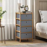 Wooden Chest Of 4 Fabric Drawers 33cm Wide - Velmora