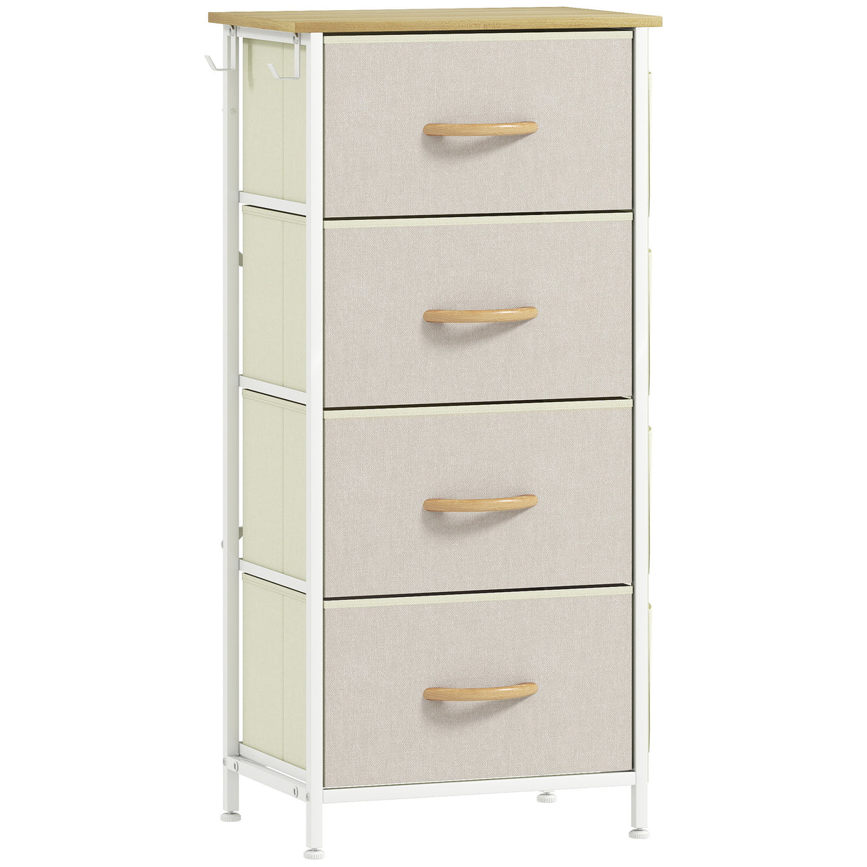 Wooden Chest Of 4 Fabric Drawers 45cm Wide With Steel Frame - Velmora