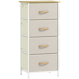 Wooden Chest Of 4 Fabric Drawers 45cm Wide With Steel Frame - Velmora