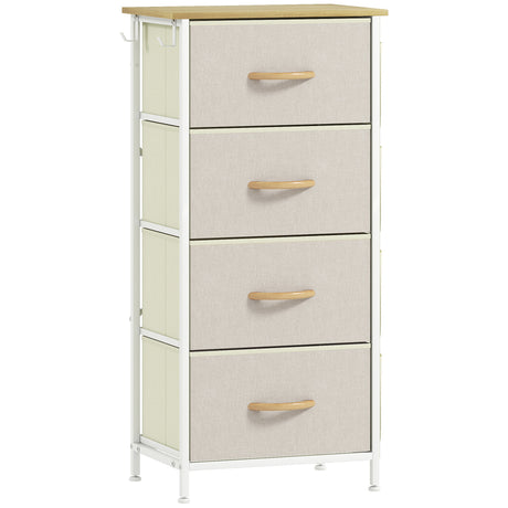 Wooden Chest Of 4 Fabric Drawers 45cm Wide With Steel Frame - Velmora