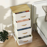 Wooden Chest Of 4 Fabric Drawers 45cm Wide With Steel Frame - Velmora