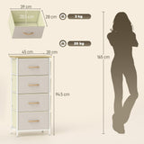 Wooden Chest Of 4 Fabric Drawers 45cm Wide With Steel Frame - Velmora