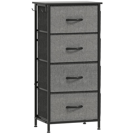 Wooden Chest Of 4 Fabric Drawers 45cm Wide With Steel Frame - Velmora