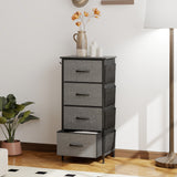 Wooden Chest Of 4 Fabric Drawers 45cm Wide With Steel Frame - Velmora