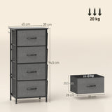 Wooden Chest Of 4 Fabric Drawers 45cm Wide With Steel Frame - Velmora
