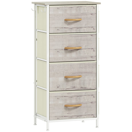 Wooden Chest Of 4 Fabric Drawers 45cm Wide With Steel Frame - Velmora