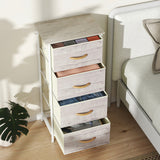 Wooden Chest Of 4 Fabric Drawers 45cm Wide With Steel Frame - Velmora