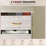 Wooden Chest Of 4 Fabric Drawers 45cm Wide With Steel Frame - Velmora