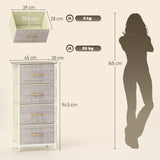 Wooden Chest Of 4 Fabric Drawers 45cm Wide With Steel Frame - Velmora