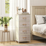 Wooden Chest Of 4 Fabric Drawers 45cm Wide With Steel Frame - Velmora