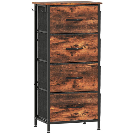 Wooden Chest Of 4 Fabric Drawers 45cm Wide With Steel Frame - Velmora