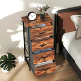 Wooden Chest Of 4 Fabric Drawers 45cm Wide With Steel Frame - Velmora