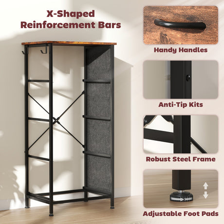 Wooden Chest Of 4 Fabric Drawers 45cm Wide With Steel Frame - Velmora