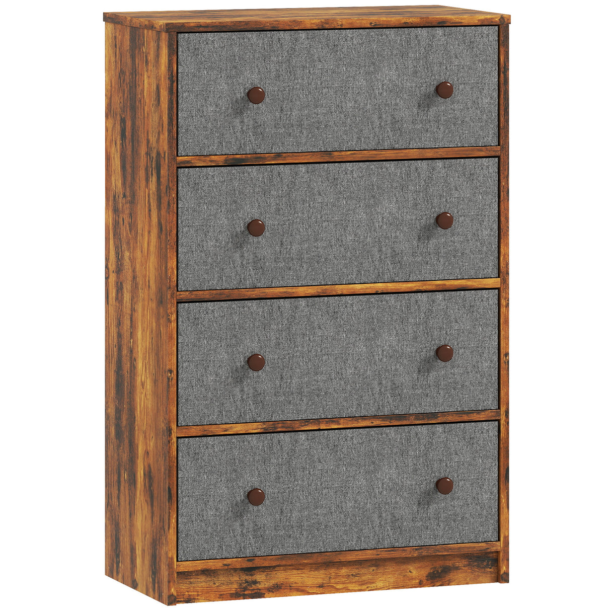 Wooden Chest Of 4 Fabric Drawers 58cm Wide - Velmora