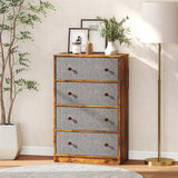 Wooden Chest Of 4 Fabric Drawers 58cm Wide - Velmora