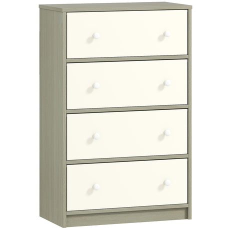 Wooden Chest Of 4 Fabric Drawers 58cm Wide - Velmora