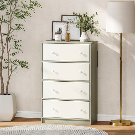 Wooden Chest Of 4 Fabric Drawers 58cm Wide - Velmora