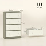 Wooden Chest Of 4 Fabric Drawers 58cm Wide - Velmora