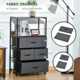 Wooden Chest Of 4 Fabric Drawers 58cm Wide With Metal Frame - Velmora