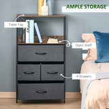 Wooden Chest Of 4 Fabric Drawers 58cm Wide With Metal Frame - Velmora