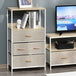 Wooden Chest Of 4 Fabric Drawers 58cm Wide With Metal Frame - Velmora