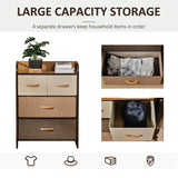 Wooden Chest Of 4 Fabric Drawers 58cm Wide With Steel Frame - Velmora