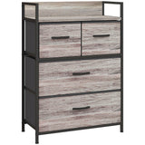 Wooden Chest Of 4 Fabric Drawers 60cm Wide With Steel Frame - Velmora