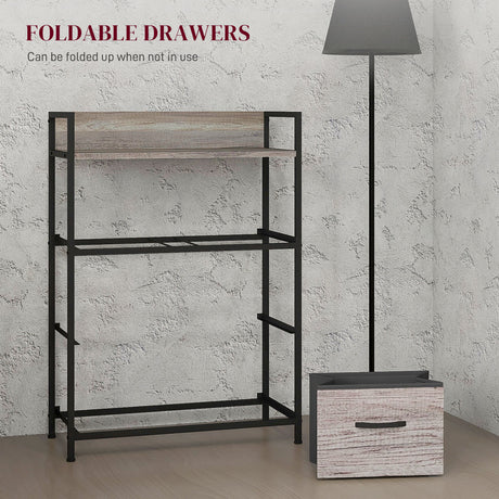 Wooden Chest Of 4 Fabric Drawers 60cm Wide With Steel Frame - Velmora