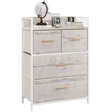 Wooden Chest Of 4 Fabric Drawers 60cm Wide With Steel Frame - Velmora