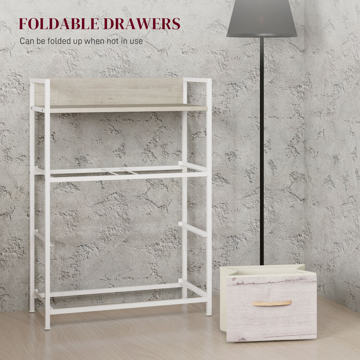 Wooden Chest Of 4 Fabric Drawers 60cm Wide With Steel Frame - Velmora