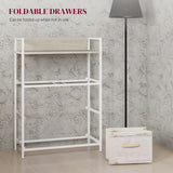 Wooden Chest Of 4 Fabric Drawers 60cm Wide With Steel Frame - Velmora