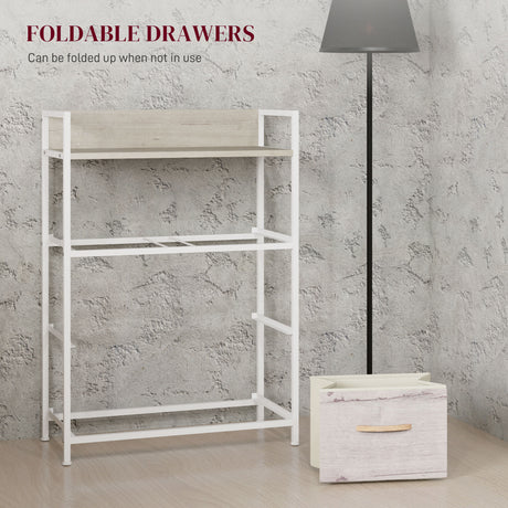 Wooden Chest Of 4 Fabric Drawers 60cm Wide With Steel Frame - Velmora