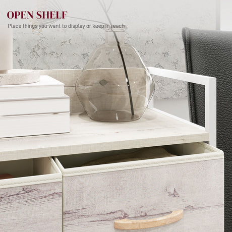 Wooden Chest Of 4 Fabric Drawers 60cm Wide With Steel Frame - Velmora