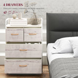Wooden Chest Of 4 Fabric Drawers 60cm Wide With Steel Frame - Velmora