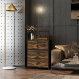 Wooden Chest Of 4 Fabric Drawers 60cm Wide With Steel Frame - Velmora