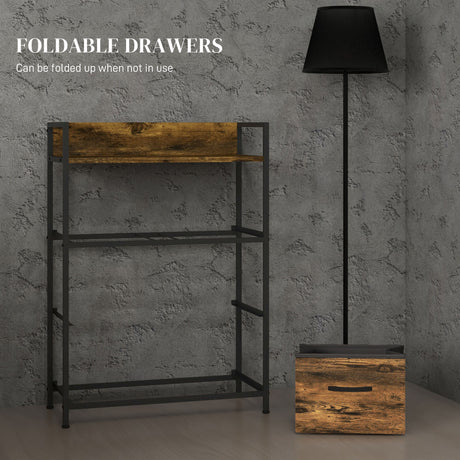 Wooden Chest Of 4 Fabric Drawers 60cm Wide With Steel Frame - Velmora