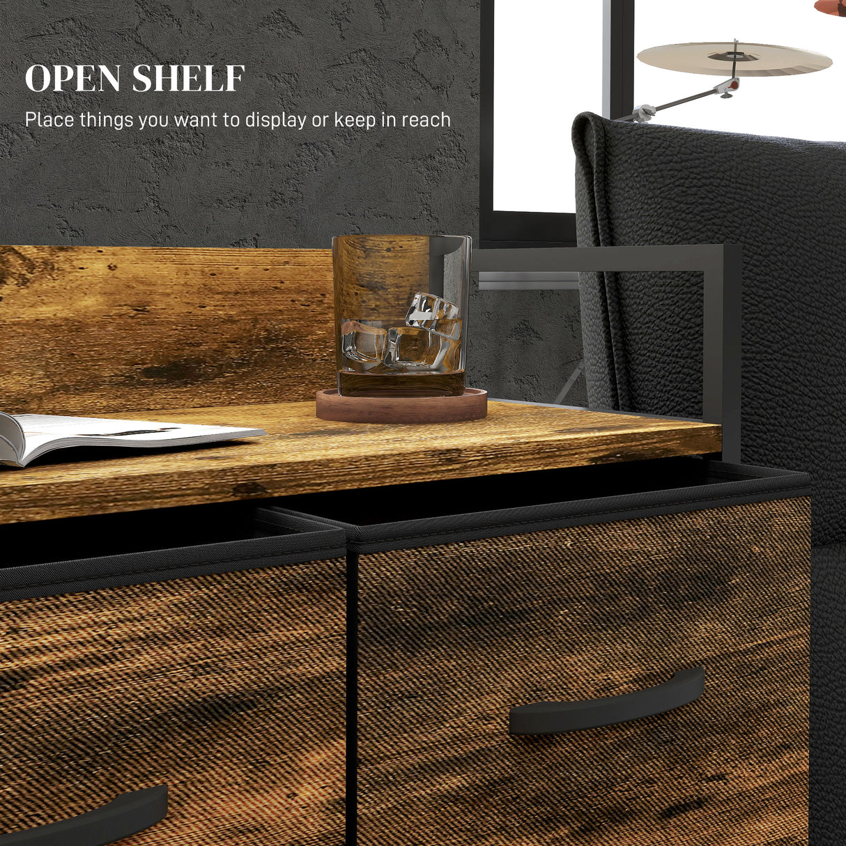 Wooden Chest Of 4 Fabric Drawers 60cm Wide With Steel Frame - Velmora