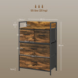 Wooden Chest Of 4 Fabric Drawers 60cm Wide With Steel Frame - Velmora