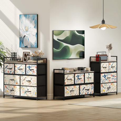 Wooden Chest Of 4 Fabric Drawers 60cm Wide With Steel Frame - Velmora