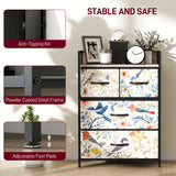 Wooden Chest Of 4 Fabric Drawers 60cm Wide With Steel Frame - Velmora