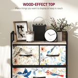 Wooden Chest Of 4 Fabric Drawers 60cm Wide With Steel Frame - Velmora