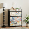 Wooden Chest Of 4 Fabric Drawers 60cm Wide With Steel Frame - Velmora