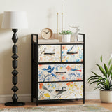 Wooden Chest Of 4 Fabric Drawers 60cm Wide With Steel Frame - Velmora