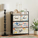 Wooden Chest Of 4 Fabric Drawers 60cm Wide With Steel Frame - Velmora