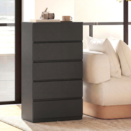 Wooden Chest Of 5 Drawers 100cm H x 55cm W x 34cm D - Velmora
