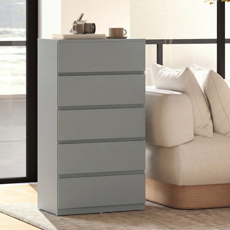 Wooden Chest Of 5 Drawers 100cm H x 55cm W x 34cm D - Velmora