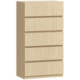 Wooden Chest Of 5 Drawers 100cm H x 55cm W x 34cm D - Velmora