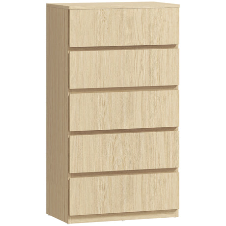 Wooden Chest Of 5 Drawers 100cm H x 55cm W x 34cm D - Velmora