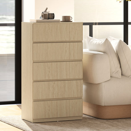 Wooden Chest Of 5 Drawers 100cm H x 55cm W x 34cm D - Velmora