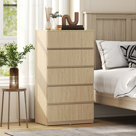 Wooden Chest Of 5 Drawers 100cm H x 55cm W x 34cm D - Velmora